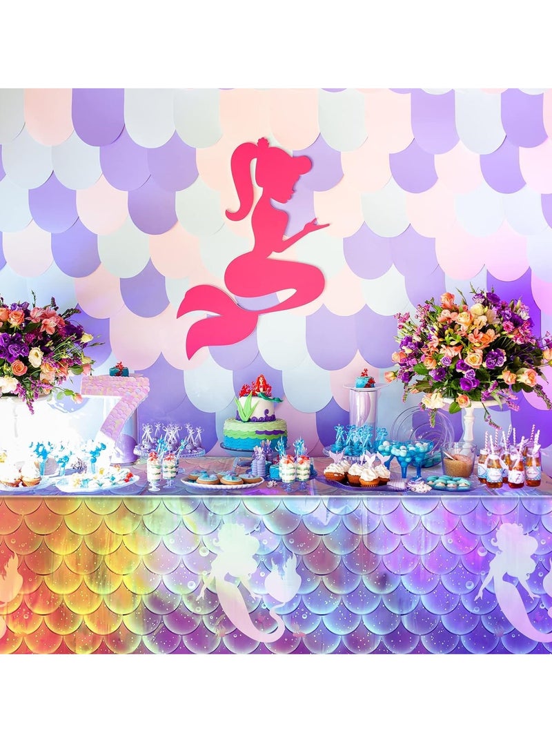 SYOSI Disposable Tablecloths,Mermaid Iridescence Plastic Laser Table Cloths Holographic Foil Table Cover for Girls Birthday Wedding Disco Holiday Mermaid Themed Party Decorations 54 x108 inch 3Pcs - Image 5