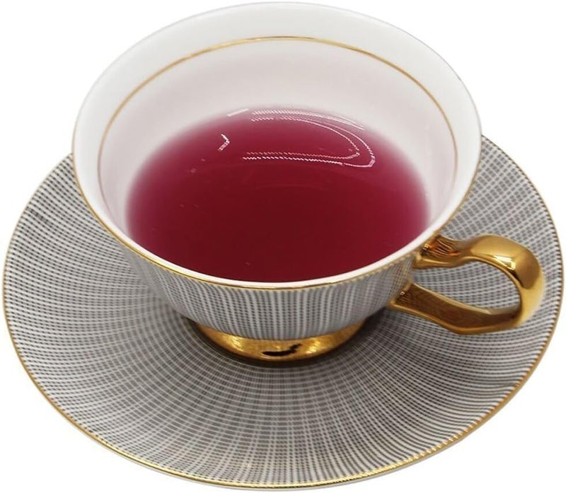 Eplze Bone China Cup and Saucer Set 68oz Coffee Cup for Afternoon Tea Embossed Texture Grey - Image 3