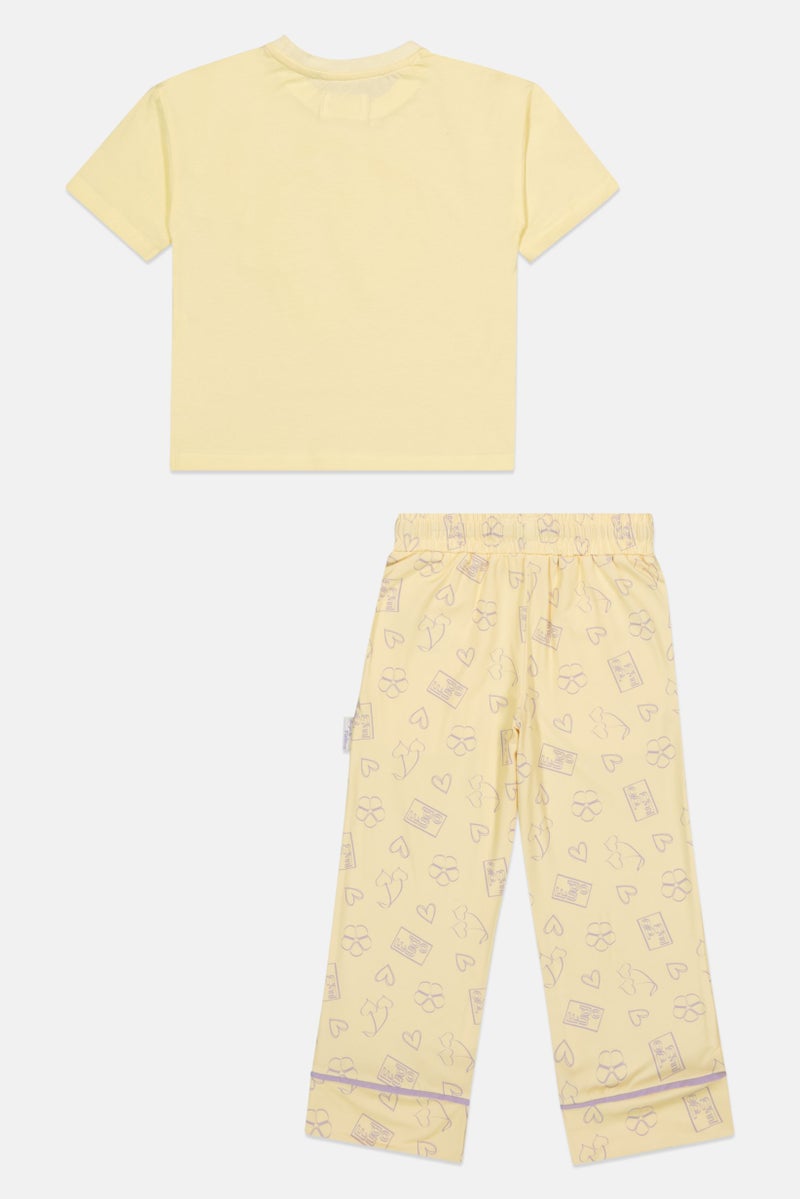 Fudo Lounge By Fudo Toddlers Girl 2 Pieces Graphic Print Top And Pants Pyjama Set, Multicolor - Image 3