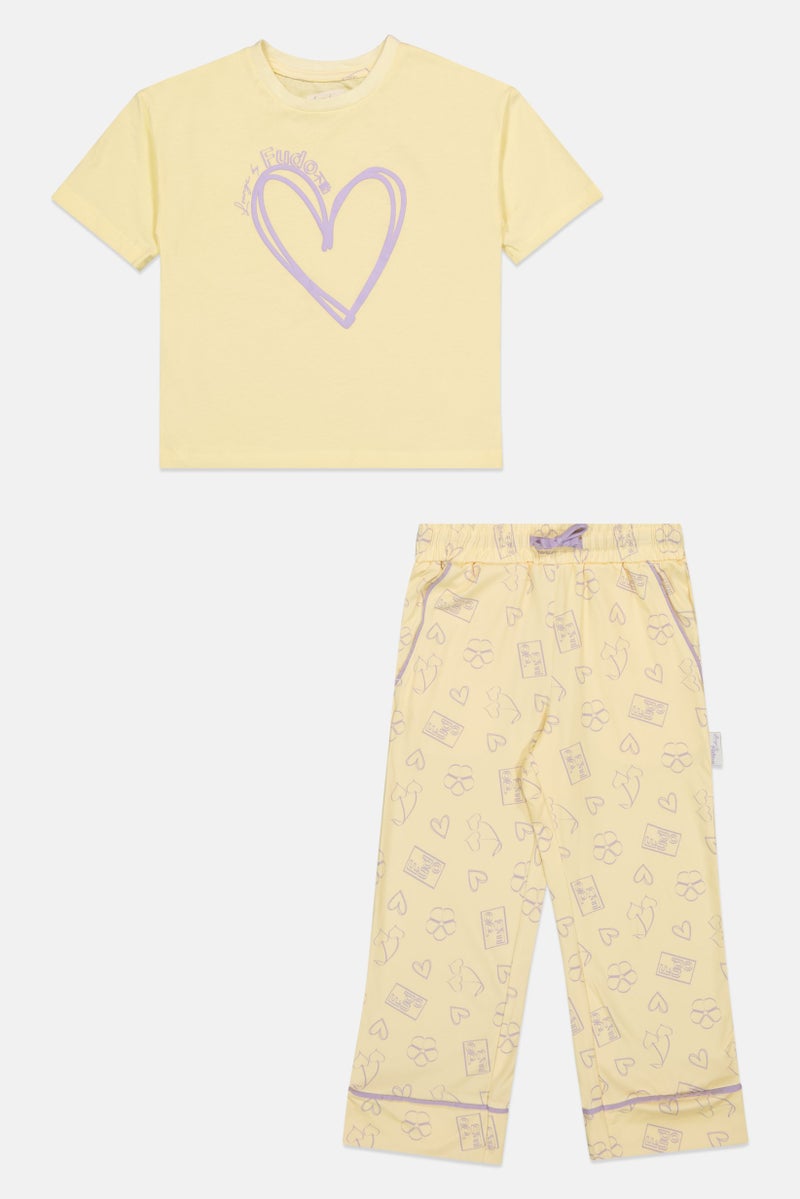 Fudo Lounge By Fudo Toddlers Girl 2 Pieces Graphic Print Top And Pants Pyjama Set, Multicolor - Image 2