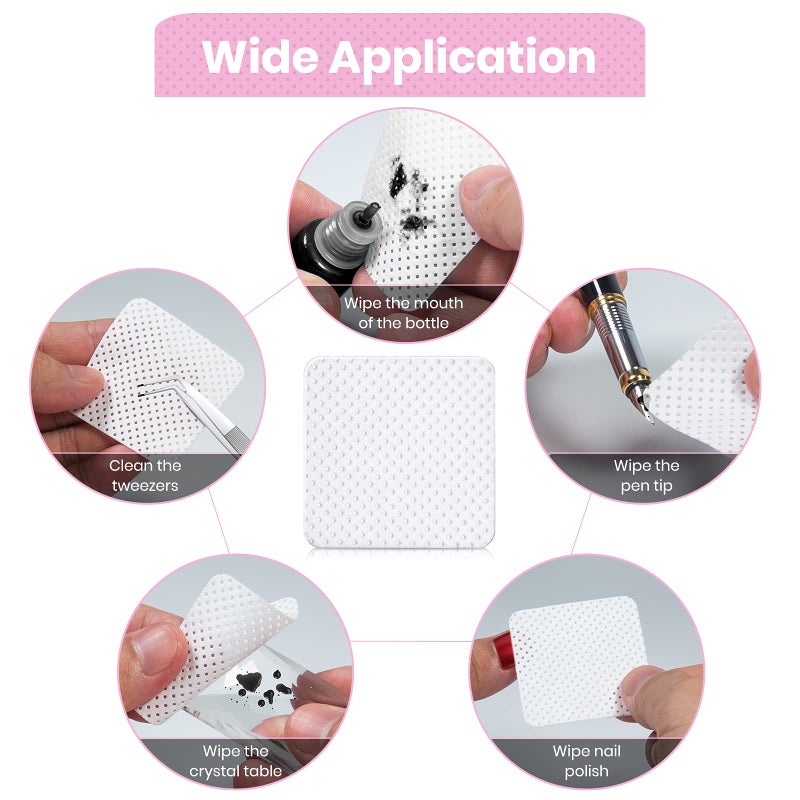 BELOOSYE 400 PCS Lint Free Nail Wipes, Eyelash Extension Glue Wipes, Super Absorbent Soft Non-woven Fabric Lash Glue Wipes, Nail Polish Remover Wipes for Lash Extension Supplies & Nail Polish Bottle(Pink) - Image 3