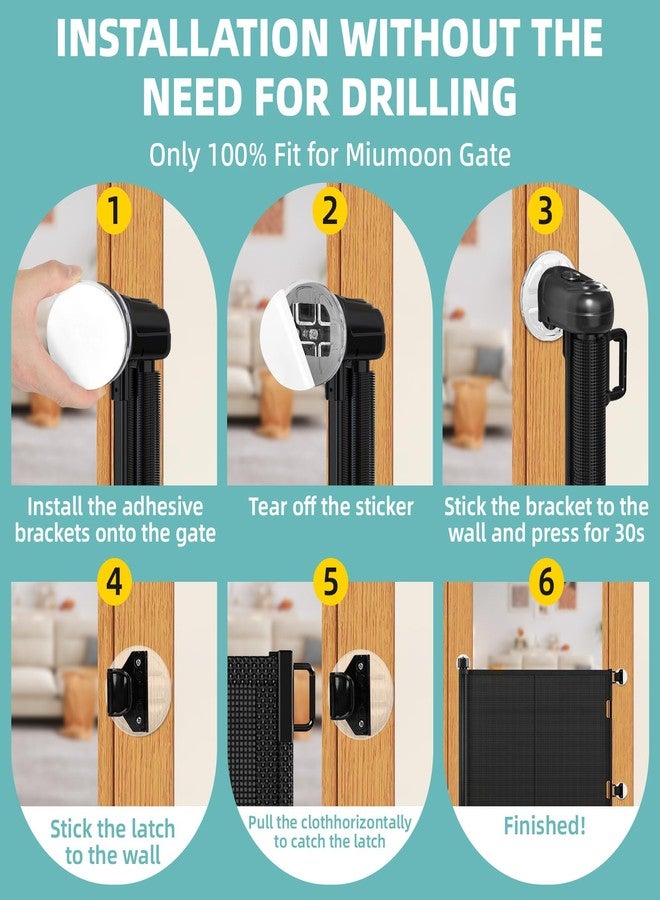 Miumoon قطع غيار بوابات الأطفال القابلة للسحب من ميومون بدون حفر، ملحق متوسط الحجم بدون حفر لبوابة ميومون القابلة للسحب مقاس 71 بوصة (أسود، متوسط) - Image 3