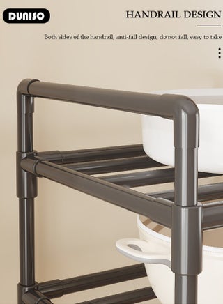 6 Tier Storage Shelves, Stable Kitchen Shelf Organizer, Metal Storage Rack with Rolling Wheels and Armrests, Removable Free Standing Rack with 4 Hooks, Multipurpose Rack, Shelving Unit for Laundry Room,Living Room,Garage,Pantry,Study Room - view 3