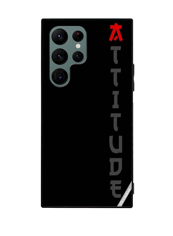 VR CREATIVE Protective Case Cover For Samsung Galaxy S22 Ultra 5G Black With Text Design Multicolour - Image 1