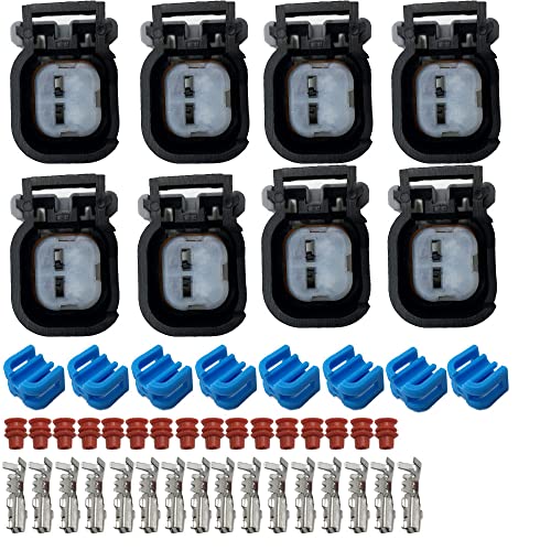 LIZAPUS 8PCS Performance 60131 Fuel Injector Connector Kit Compatible with EV6/USCar Style Injectors - Image 1