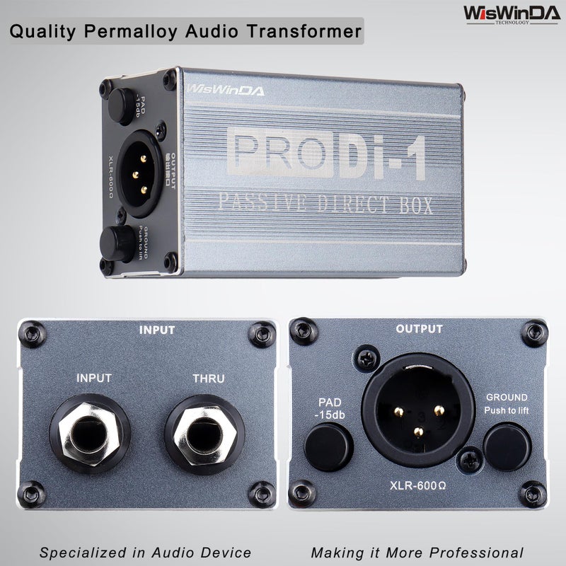 WisWinDa Passive Stereo Direct Box Single Channel Pro XLR Input 1/4â€ Output Low Distortion Free Phase Distortion for Musical Instruments (Single Channel Pro Passive Direct Box) - Image 4