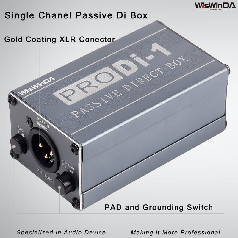 WisWinDa Passive Stereo Direct Box Single Channel Pro XLR Input 1/4â€ Output Low Distortion Free Phase Distortion for Musical Instruments (Single Channel Pro Passive Direct Box) - Image 2