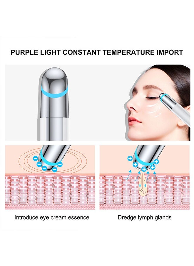 JS - Eye and Facial Massage Tools, Vibration Heating Massage Pen, Anti-aging Eye Massager, Lifting Firming Skin Care Tool for Eyes and Neck Wrinkles, Heated Eye Massager - Image 1