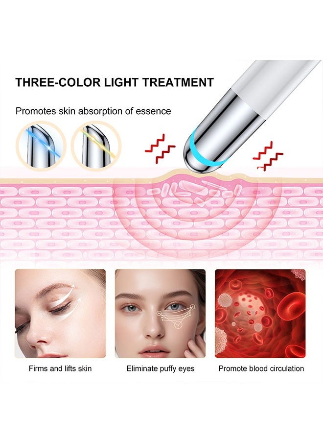 JS - Eye and Facial Massage Tools, Vibration Heating Massage Pen, Anti-aging Eye Massager, Lifting Firming Skin Care Tool for Eyes and Neck Wrinkles, Heated Eye Massager - Image 1