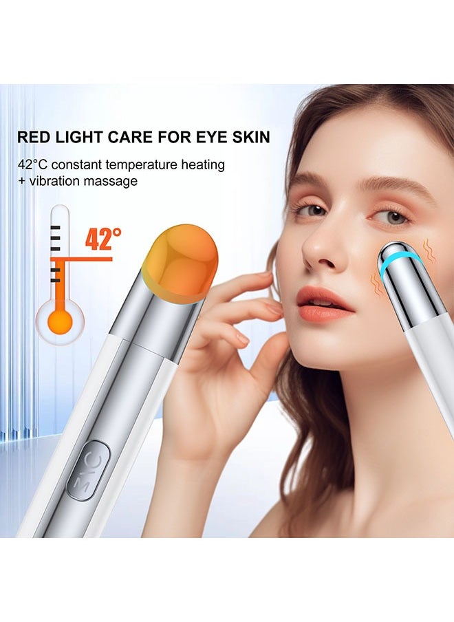 JS - Eye and Facial Massage Tools, Vibration Heating Massage Pen, Anti-aging Eye Massager, Lifting Firming Skin Care Tool for Eyes and Neck Wrinkles, Heated Eye Massager - Image 1