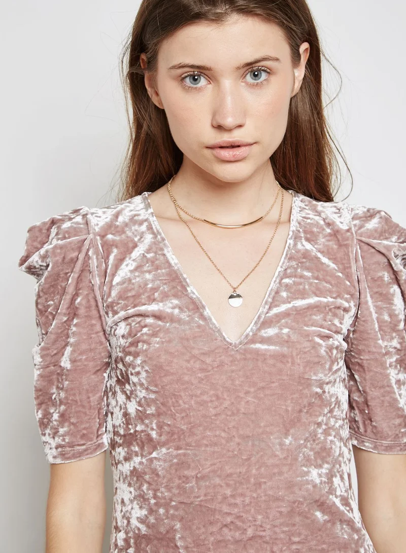 FOREVER 21 Puff Sleeve Velvet Dress