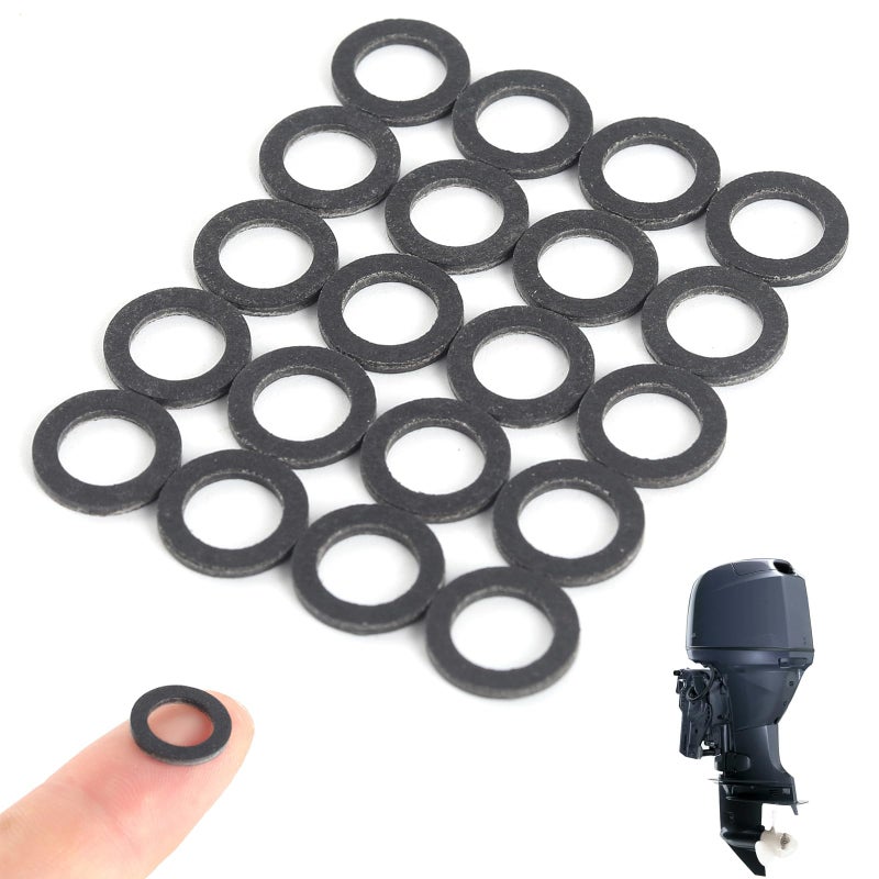 TonGass (20-Pack, Black) Exact Replacement for Yamaha 90430-08020-00 & 90430-08003-00, Lower Gear Case Oil Drain Gaskets, Japanese Hard Fiberboard Gaskets Fits for Yamaha 4-Stroke Outboard Motors
