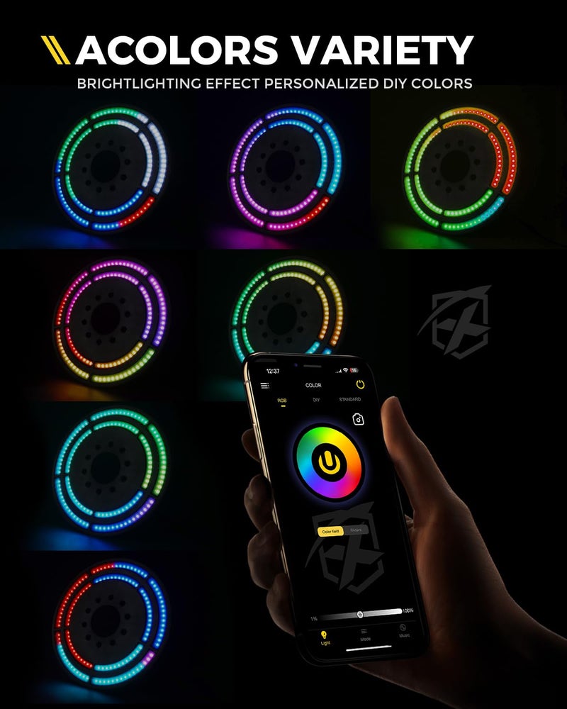 Xprite ضوء الفرامل الاحتياطي RGB من Xprite - ضوء خلفي مزدوج الحلقة متوافق مع جيب رانجلر JK JKU 2007-2018، مصباح ذيل ثالث متغير الألوان مع تحكم مزدوج (RF وبلوتوث) - Image 4