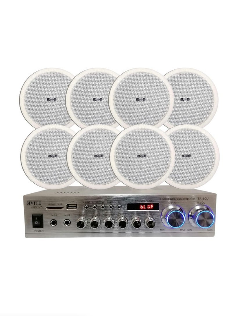 Sound System 8 Ceiling Speakers and Amplifier from Inter Sound - Image 1