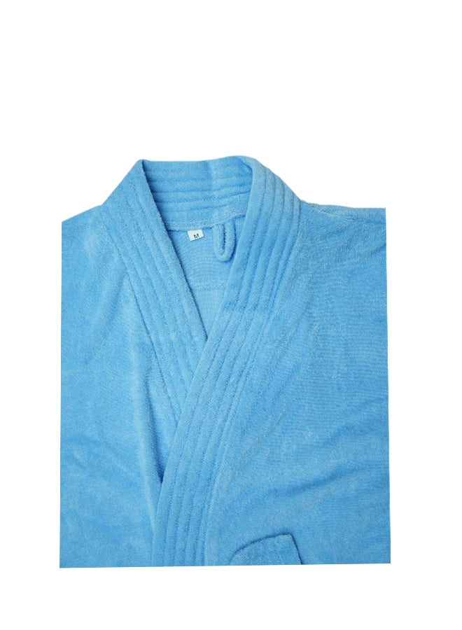 Ambrosia 100% Cotton Medium Size Terry Bathrobe Luxor Unisex Blue With Blanket Softness, Highly Absorbent Plush Spa Robe For Men And Women Hotel Quality Loungewear - Image 2