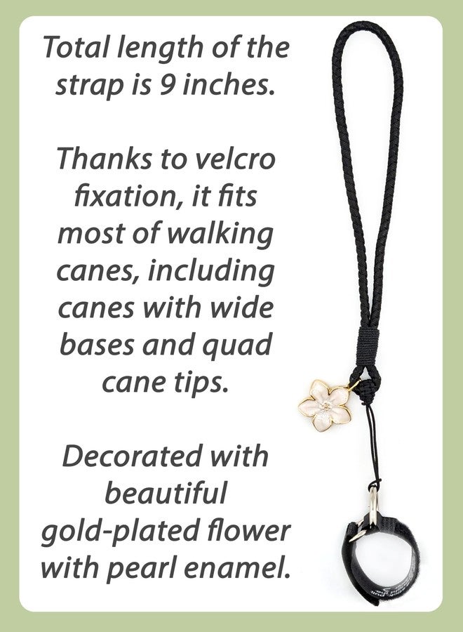 Asterom Cane Strap for Women, Walking Cane Accessories - Fashionable Cane Wrist Strap Black - Image 5