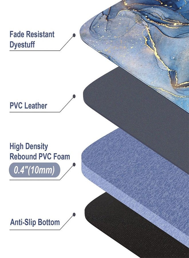 Mrcrypos Set of 2 Blue and Gold Marble Kitchen Mats PVC Leather Waterproof Non Slip Cushioned Standing Mats Anti Fatigue Kitchen Comfort Mats for Floor,Sink,Laundry,Office 17"x29"+17"x47" - Image 2