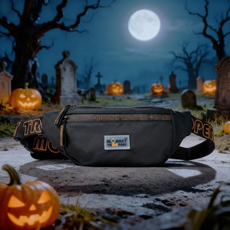 Monkey Troopers Ghost Water-Resistant Fanny Pack | Sleek, Stylish, and Secure Fanny Pack | Chest Bag for Men and Women (Black) - Image 2