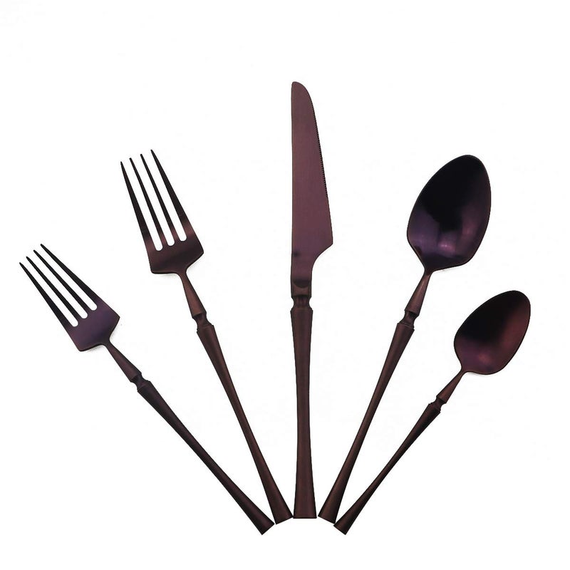 Gugrida Unique  Beautiful Flatware Set  20 Piece Iridescent Silverware Sets  1810 Stainless Steel Reusable Cutlery Set  Purple Utensils Service For 4 with Dessert Fork Knife Spoon Dinner Fork