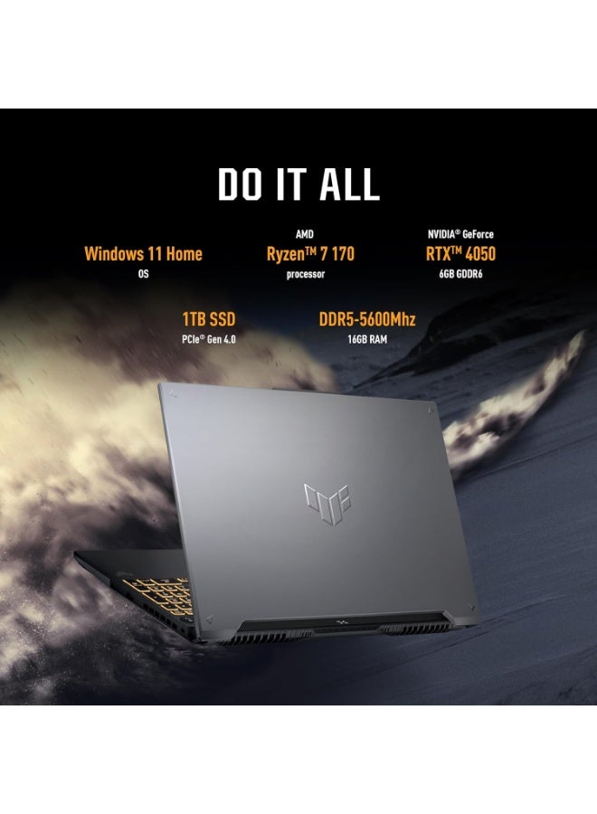 ASUS TUF A16 FA607NUQ Gaming Laptop, 16" WUXGA 144Hz Display, AMD Ryzen 7 170, 16GB RAM, 2TB SSD, GeForce RTX 4050 6GB Graphics, English Keyboard, Win11,(Upgraded Version) English Jasper Grey - Image 2