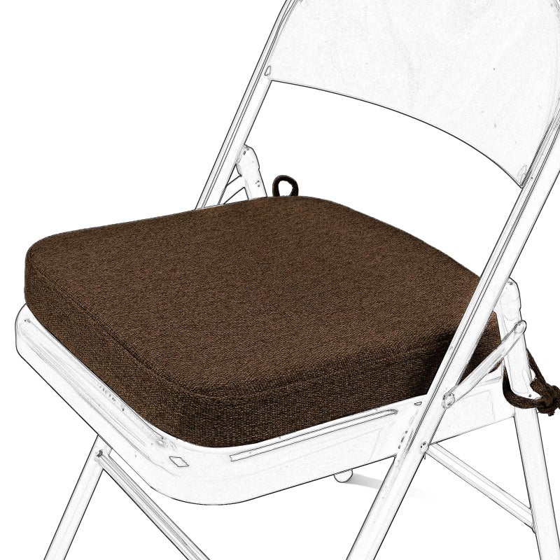 SINOSSO Thickened 2 Memory Foam Folding Chair Cushion 1 Pcs Square Kitchen Chair Pad with Ties Indoor NonSlip Dining Chair Seat Cushion 1 Pcs Dark Brown