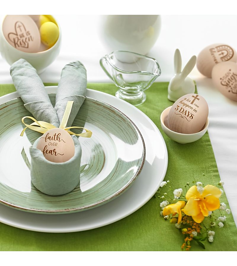 20 بيض عيد الفصح الخشبي الصغير للحرف اليدوية DIY W126 خرز زينة - Image 5