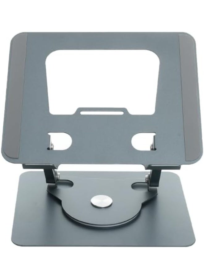Foldable metal laptop stand with effective heat dissipation, adjustable height, and 360-degree rotation. Compatible with many laptops. Silver color. Model v3 - Dark Gray. - Image 1