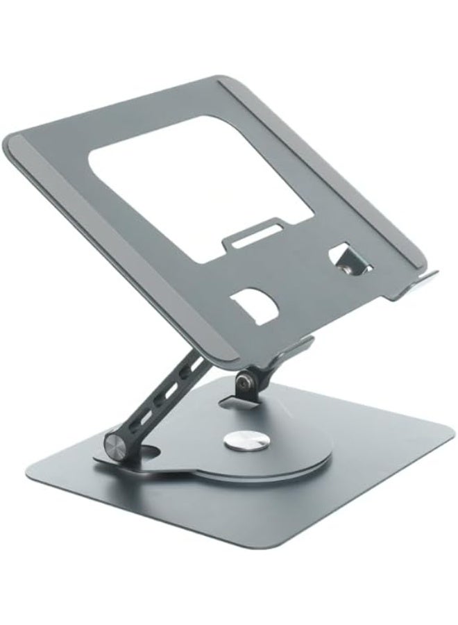 Foldable metal laptop stand with effective heat dissipation, adjustable height, and 360-degree rotation. Compatible with many laptops. Silver color. Model v3 - Dark Gray. - Image 2