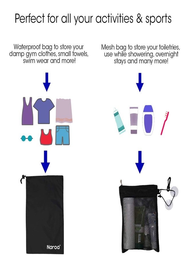 Naroa Waterproof Multifunctional Toiletry Shower Bag for Gym, Travel, Business and Foldable Portable Hanging Bathroom Mesh Caddy with Wet & Dry Storage Suction Hook Tote for Men Women - Image 2