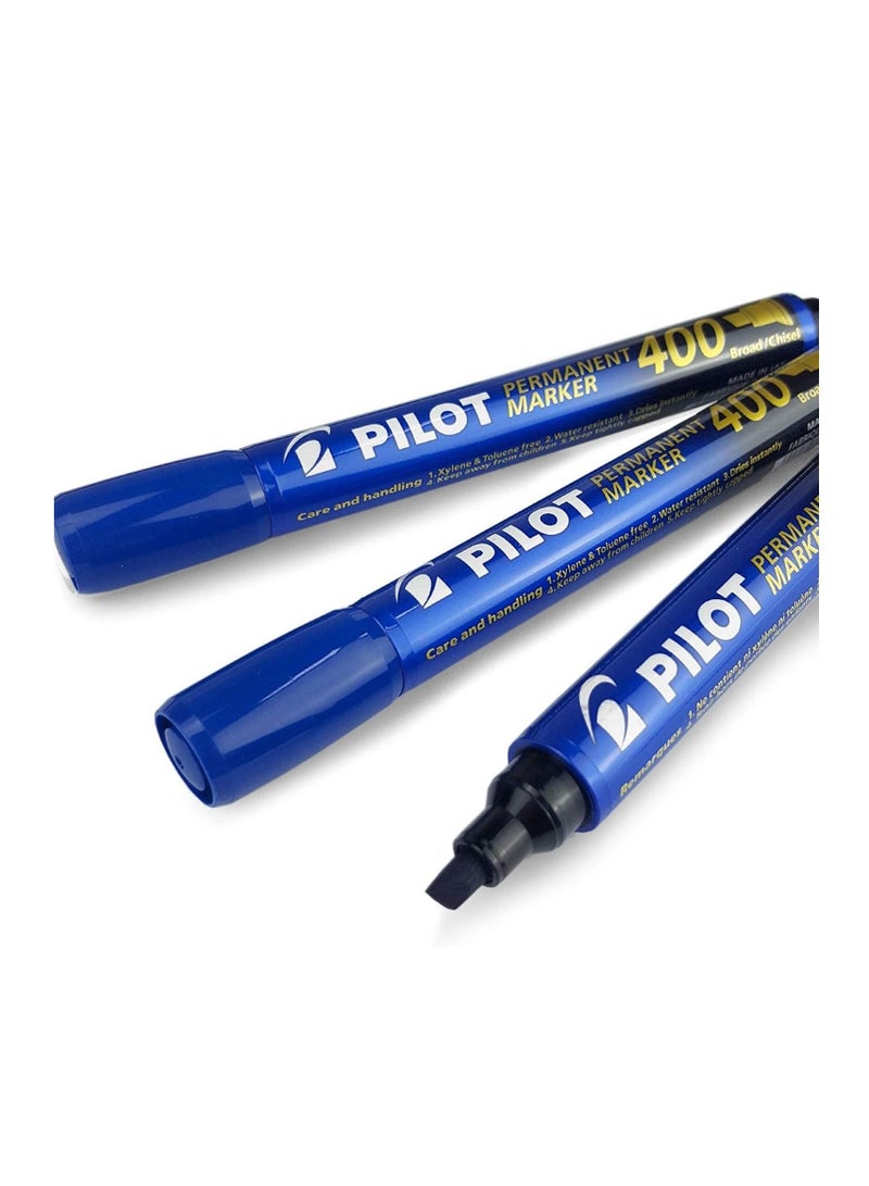 PILOT مجموعة من 3 أقلام تحديد دائمة بطرف مشطوف وحبر أزرق - Image 1