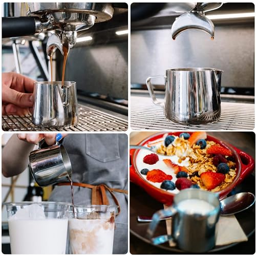 Adorever Milk Frothing Pitcher, 8.5oz / 250ml Steaming Pitcher Stainless Steel Espresso Machine Accessories for Coffee Bar, Cappuccino Barista Tools Milk Jug Steamer Frother Cup with Latte Art Pen - Image 3
