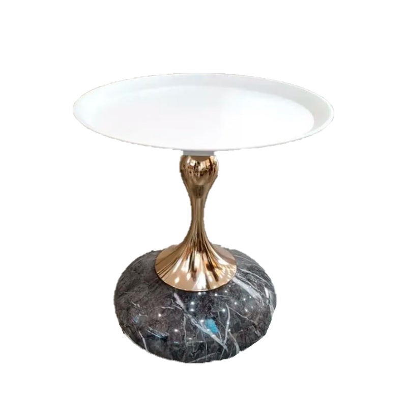 Mokshith Round Side Table Metal Material Nightstand Coffee Table Coffee Table or Bedside Table for Living Room Bedroom Small Spaces MO02 - Image 1