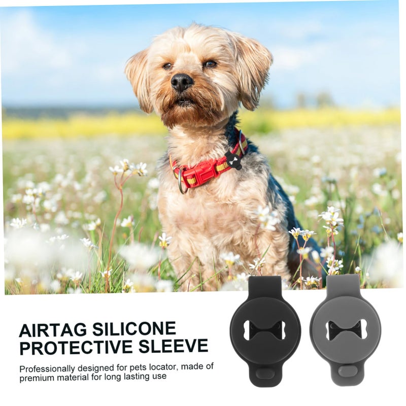 2Pcs Dog Tracker Protective Case Shockproof Cover Lightweight Black Grey - Image 4
