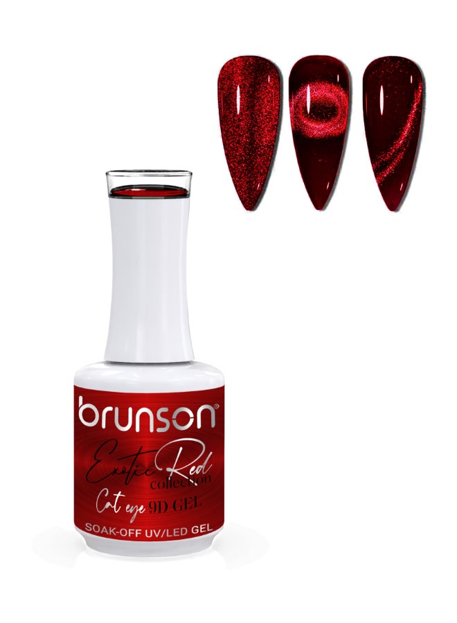 brunson Universal Cat Eye Gel Nail Polish Exotic Red 9D Magnetic Nail Polish Glitter Shimmer with Magnetic Soak Off  UV LED Gel Polish Nail Art paint BER9D04 - Image 1