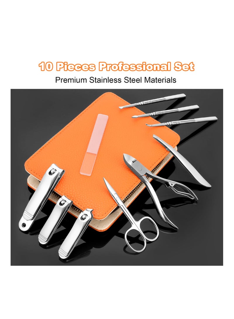 SYOSI Professional Manicure Set for Adult,10-in-1 High-Grade Nail Cutter Ingrown Toenail Clippers Pedicure with Leather Travel Case.Heavy-Duty Stainless Steel Nail Care Grooming Kit. - Image 3