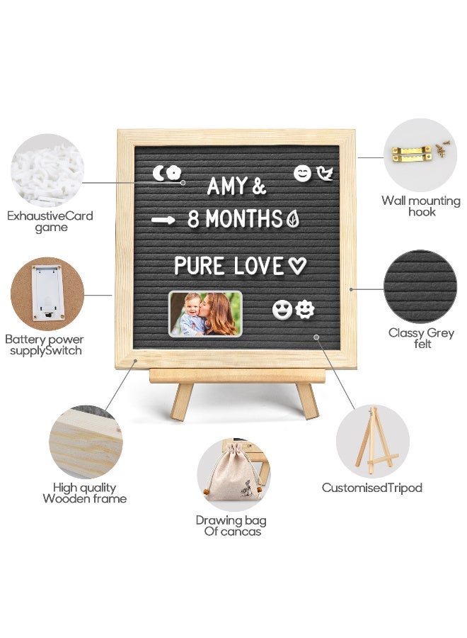 Grey Felt Letter Board, Message Board Adjustable Stand, more than 340 Letters and, for Menus, Pregnancy Announcement, Weddings, Party Planning(10 * 10) - Image 3