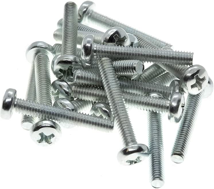 Phillips Machine Screws Round Head, Solid, 4mm x 20mm, 25pcs