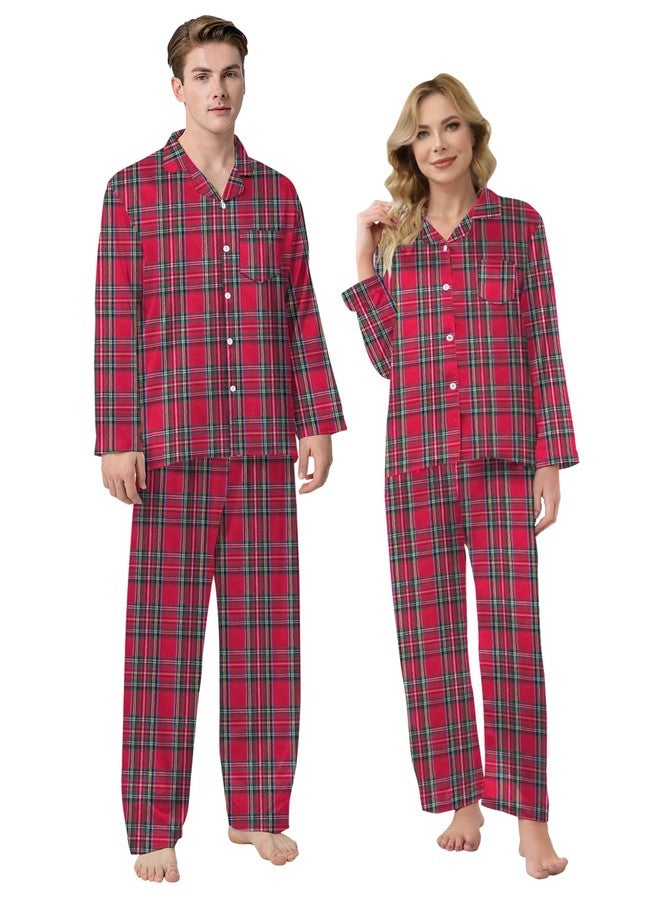 Schbbbta Family Pajamas Set, Kids Plaid Long Sleeve Lounge Set Button Down Pj Sets, Scottish Red, 4-5T = Tag 120 - Image 2