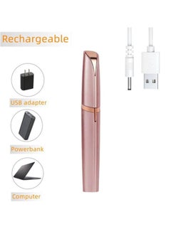 Generic USB Rechargeable Portable Electric Eyebrow Trimmer Pen for Women,Painless Precision Eyebrow Hair Remover, Safe Eyebrow Shaver Razor Tool for face Leg Lip Armpit Hand(Rose Gold)  - Image 2