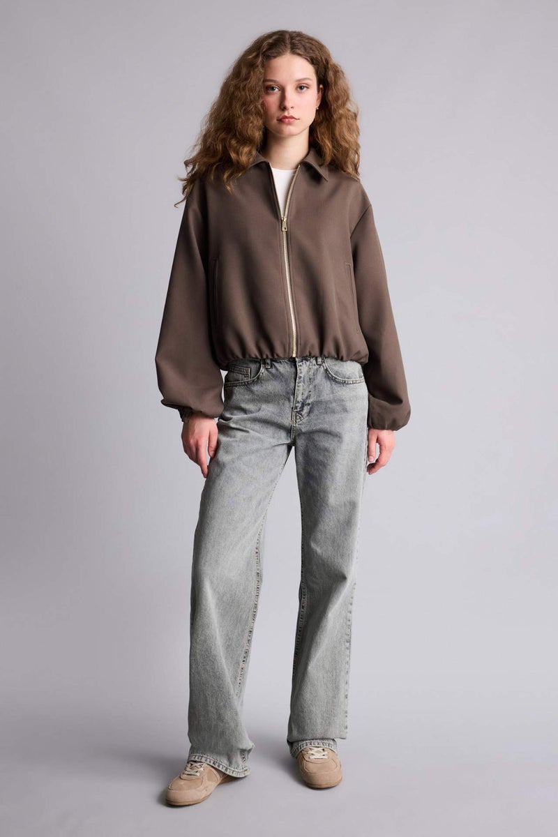 DeFacto Standard Fit Suede Puffer Jacket - Image 2