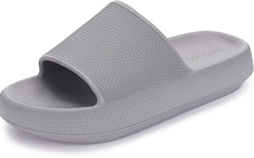 BRONAX Pillow Slippers for Women and Men | House Slides Shower Sandals | Cushioned Thick Sole 39-40 Grey - Image 1