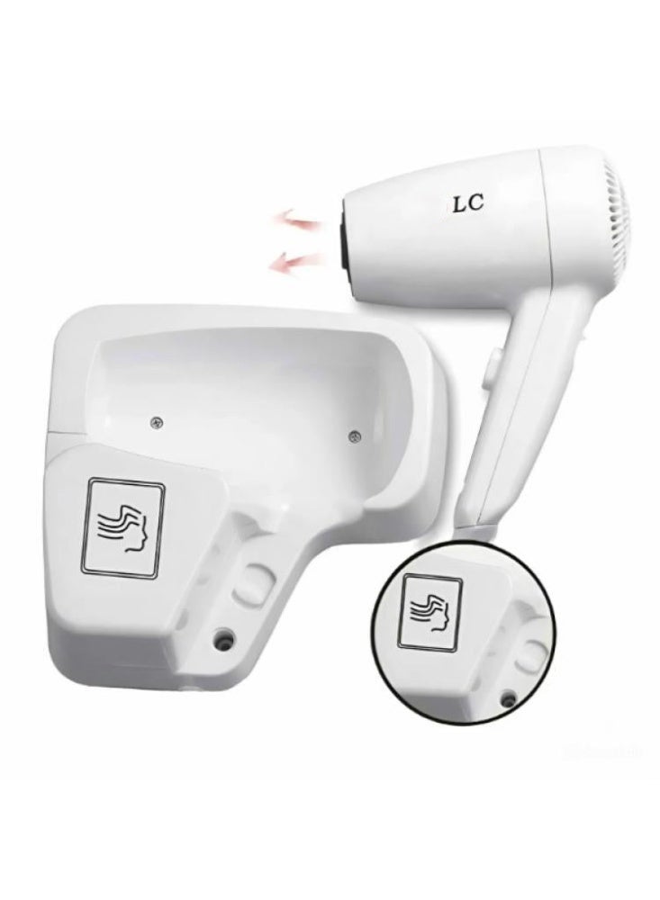 ال سي مجفف شعر كهربائي جداري مع حامل – مجفف هواء ساخن مدمج للحمامات والفنادق - Image 2