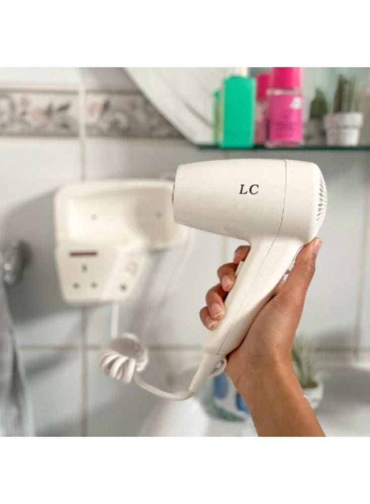 ال سي مجفف شعر كهربائي جداري مع حامل – مجفف هواء ساخن مدمج للحمامات والفنادق - Image 3