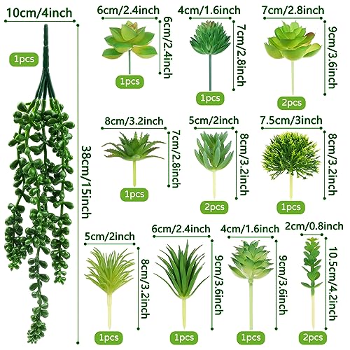 QUOZUO Succulents Plants Artificial, 14pcs Green Succulents Plant, Mini Fake Succulents for DIY Crafting Home Garden Office Party - Image 2