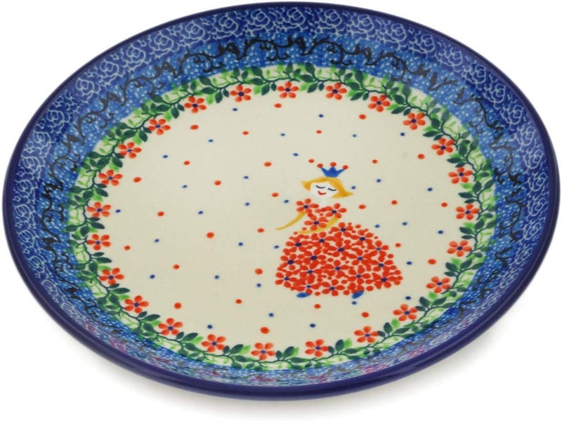 Polmedia Polish Pottery طبق حلوى بولندي أصيل بتصميم الأميرة في فستان أحمر مصنوع يدويًا في بولسوافيا بولندا بواسطة سيراميكا أرتيستشنا شهادة الأصالة - Image 2