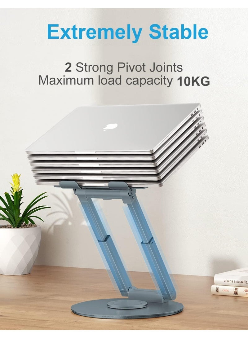 MHR Proffisy Laptop Stand, Aluminum Laptop Stand for Desk Ergonomic Sitting/Standing Laptop Riser with 360° Rotating Base, Foldable Laptop Holder Adjustable Height Up To 18.9" (Grey) - Image 5