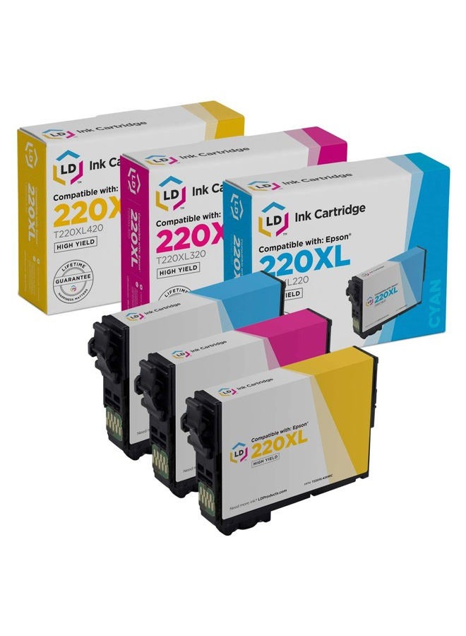 LD Products Remanufactured Ink Cartridge Replacement for Epson 220XL (Cyan, Magenta, Yellow, 3 pk) - Image 1