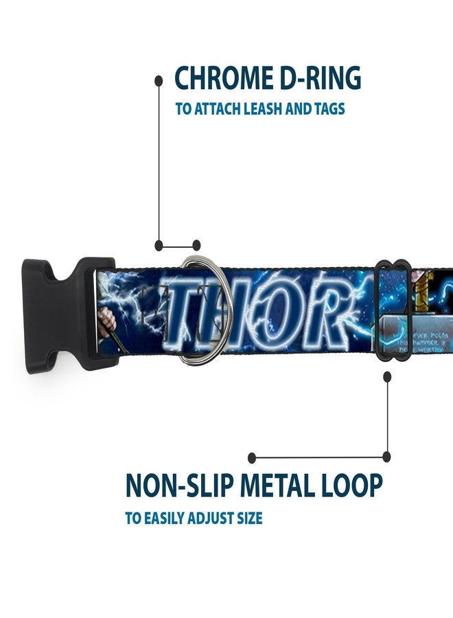 Buckle Down Marvel Comics Pet Collar, Dog Collar Plastic Buckle, Avengers Thor Hammer Action Pose Galaxy Blues White, 20 to 31 Inches 1.5 Inch Wide - Image 5