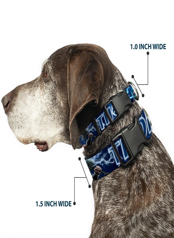 Buckle Down Marvel Comics Pet Collar, Dog Collar Plastic Buckle, Avengers Thor Hammer Action Pose Galaxy Blues White, 20 to 31 Inches 1.5 Inch Wide - Image 2