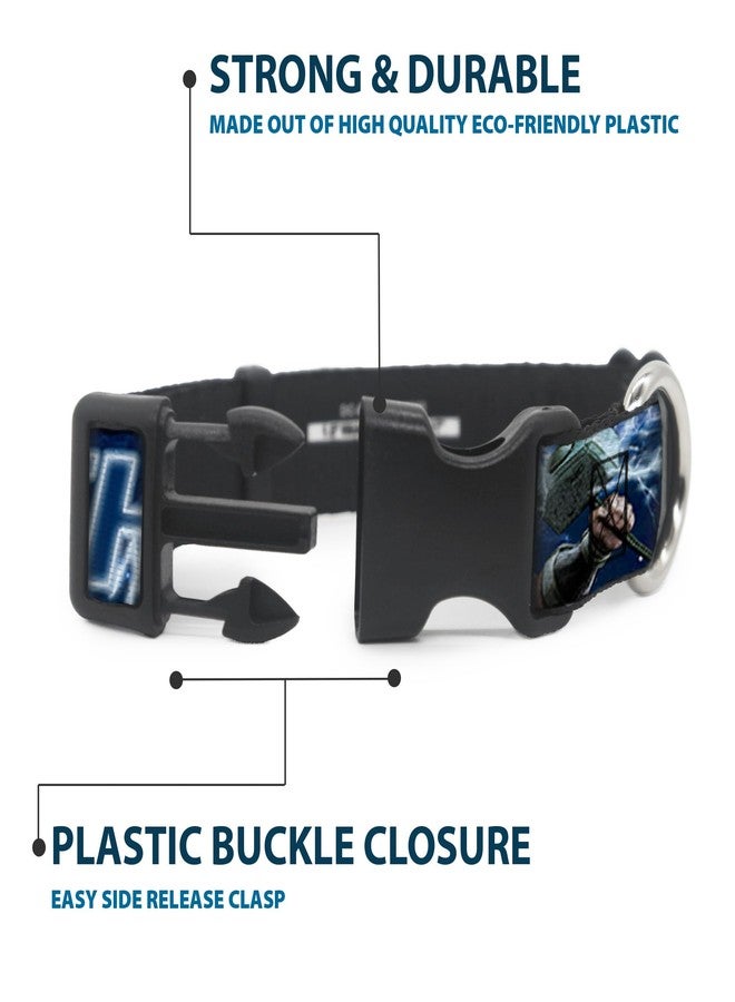 Buckle Down Marvel Comics Pet Collar, Dog Collar Plastic Buckle, Avengers Thor Hammer Action Pose Galaxy Blues White, 20 to 31 Inches 1.5 Inch Wide - Image 4